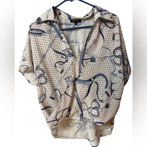 CQ by CQ Status Print Cross Bodice Wrap Top Sz M